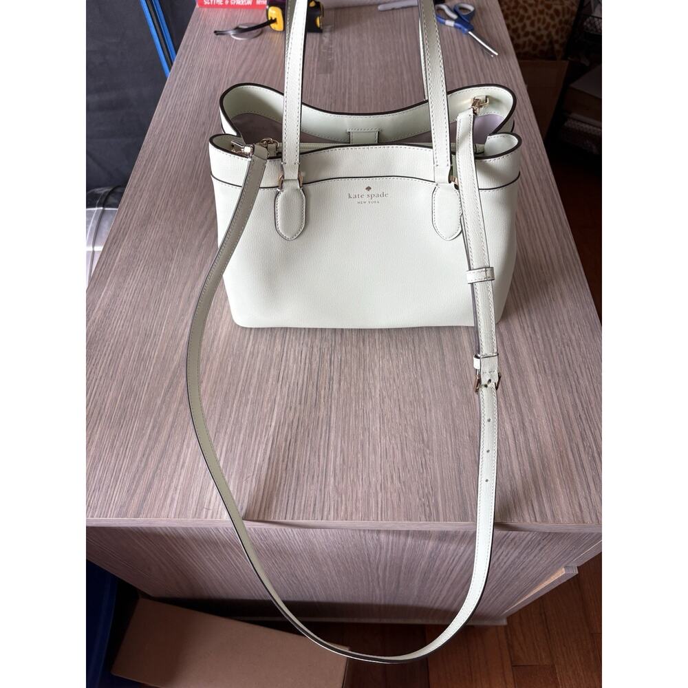 Kate Spade New York Pebbled Leather Satchel Tote Mint Green NWOT Crossbody - Picture 2 of 9